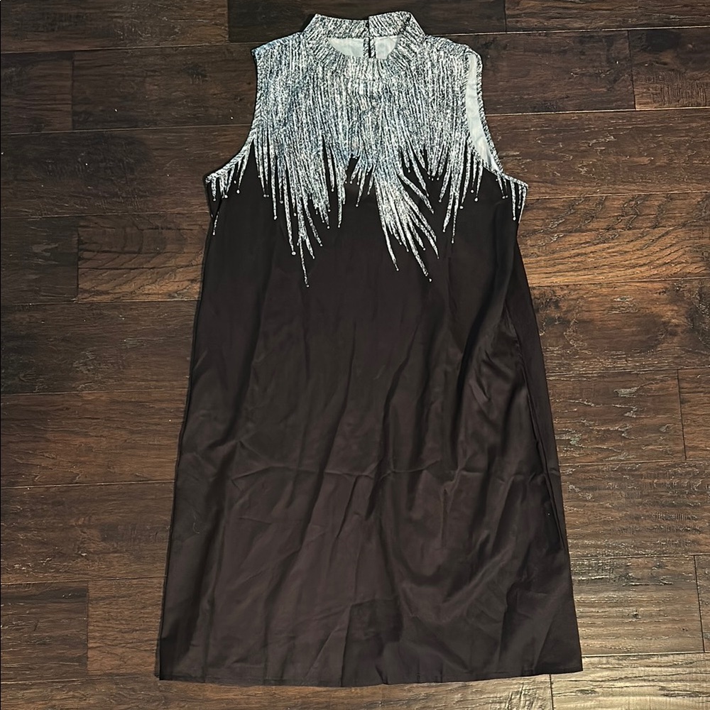 Black and Silver Sleeveless Dress
